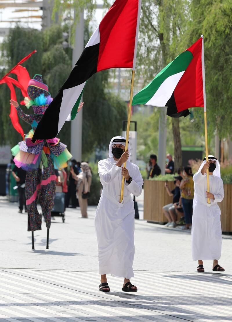 International Colours Parade on the first day of Expo 2020 in Dubai. Chris Whiteoak / The National