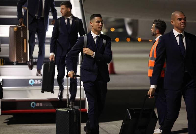 Portugal's Cristiano Ronaldo and Pepe arrive in Doha ahead of the Fifa World Cup. Reuters