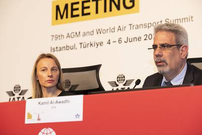 Kamil Al Awadhi, regional vice president of Africa and the Middle East at the International Air Transport Association, at a media briefing in Istanbul. Photo: Iata