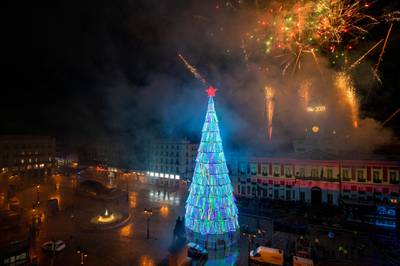 Madrid's regional government has forbidden celebrations for New Year's Eve at Puerta del Sol Square for first time in its history due to the Covid-19 pandemic. Getty Images