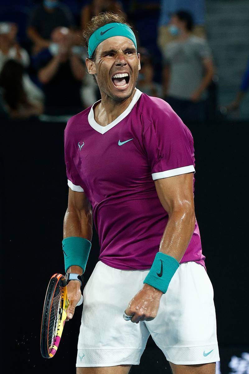 Rafael Nadal after winning the Australian Open semi-final against Matteo Berrettini. Getty