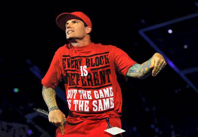 Feb 15, 2014; New Orleans, LA, USA; Hip-hop artist Vanilla Ice performs during the 2014 NBA All Star dunk contest  at Smoothie King Center. Mandatory Credit: Bob Donnan-USA TODAY Sports - 8257722