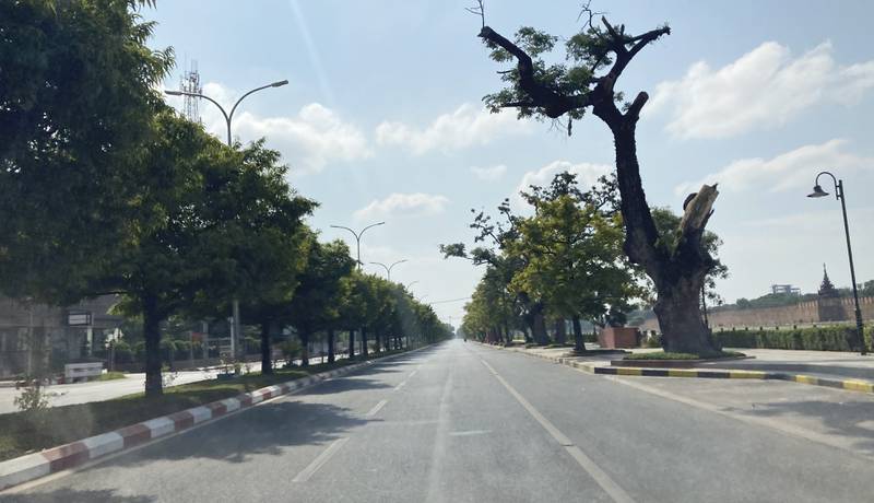 An empty street in Mandalay. The silent strike coincided with International Human Rights Day. AP