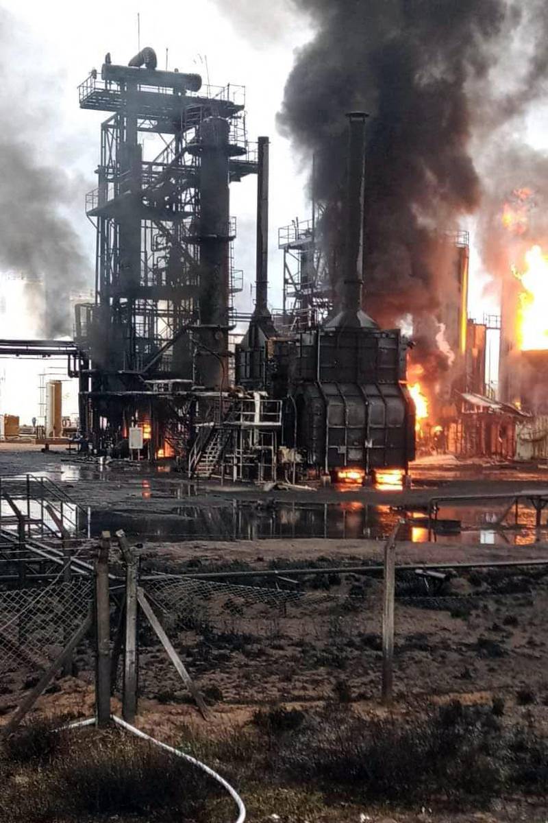 The blaze at the New American Oil refinery. AFP