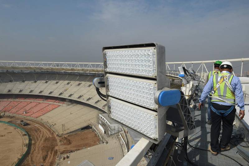 Hundreds of LED Lights will be installed at the cricket stadium in Motera, Ahmedabad, which will seat more fans than the Melbourne Cricket Ground with a capacity of 110,000. AFP