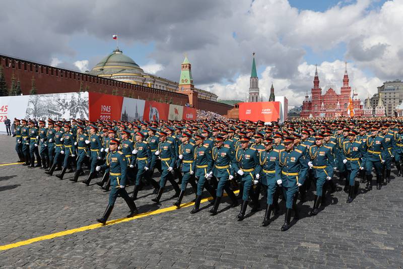 Thousands of Russian soldiers march during the Victory Day parade in Red Square in central Moscow, which marks the 77th anniversary of the Soviet Union's victory over Nazi Germany in the Second World War. Reuters