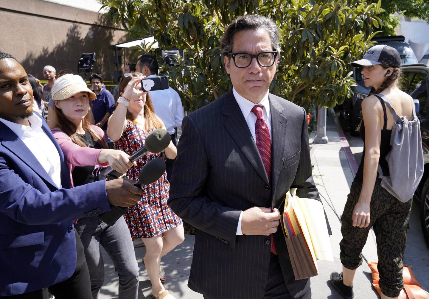 Britney Spears's newly appointed lawyer Mathew Rosengart leaves the Stanley Mosk Courthouse following a hearing concerning the pop singer's conservatorship. AP 