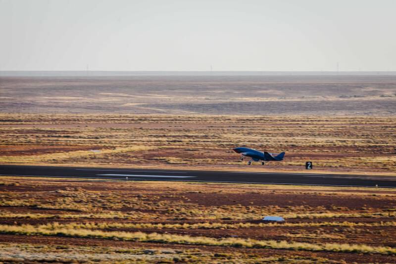 The ‘Loyal Wingman’ flies over the barren South Australian desert. Photo: Commonwealth of Australia, Department of Defence