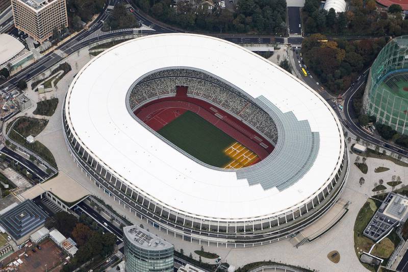 An aerial picture of the completed Tokyo 2020 Olympic Games stadium. AFP