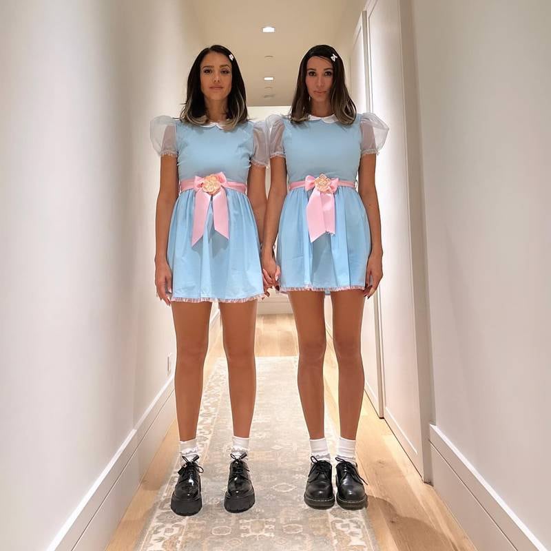 Jessica Alba and a friend dressed up as the creepy twins from Stanley Kubrick's 1980 classic horror film 'The Shining'. Photo: @jessicaalba / Instagram