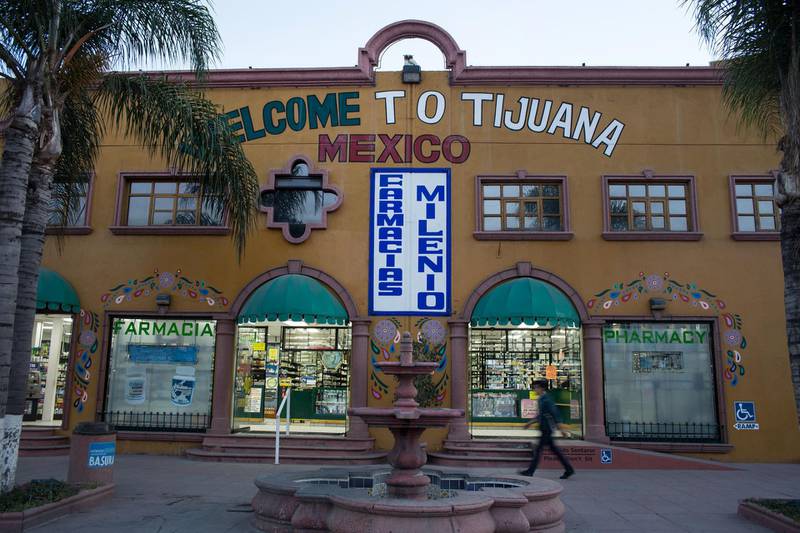 A pharmacy stands in Tijuana, Mexico, on Sunday, Oct. 23, 2016. Data from a U.S. government survey suggest that 150,000 to 320,000 U.S. travelers list health care as a reason for traveling abroad each year. An estimated 952,000 Californians enter Mexico to receive health care annually, including prescription drugs, according to the United States International Trade Commission (USITC). Photographer: Guillermo Arias/Bloomberg