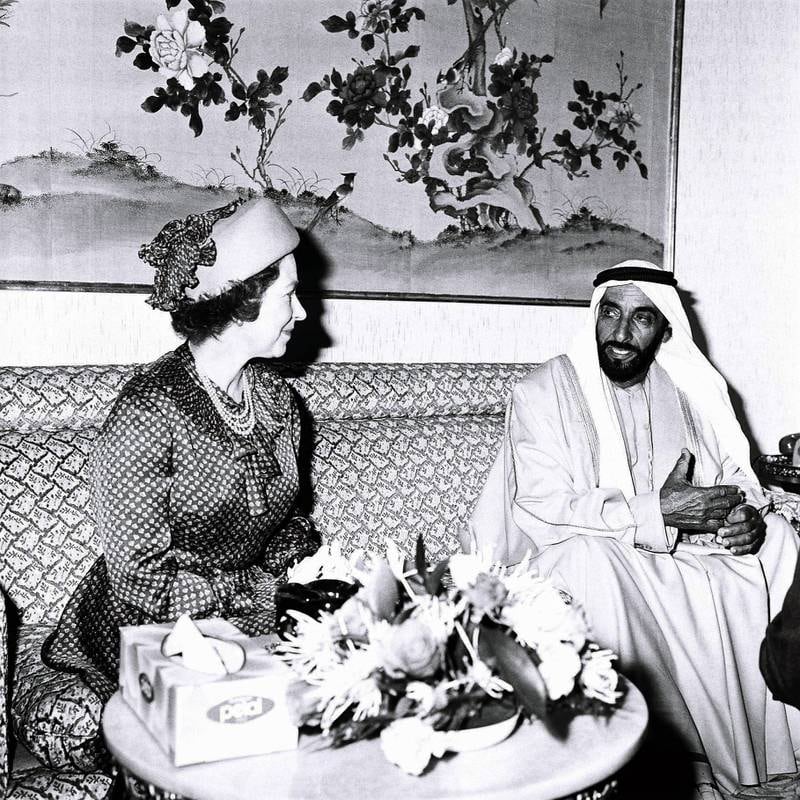 An image from the Itihad archive. Courtesy Al Itihad. Abu Dhabi, UAE. 1979. Queen Elizabeth II visit to UAE.