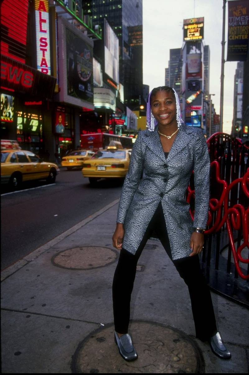 Serena Williams, wearing a grey coat, during the Chase Championships in New York City, New York on November 16, 1998. Allsport