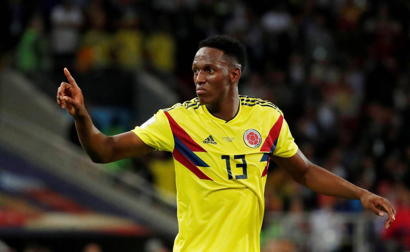 FILE PHOTO: Colombia's Yerry Mina reacts during World Cup match against England at Spartak Stadium, Moscow, Russia - July 3, 2018.  REUTERS/Maxim Shemetov/File Photo
