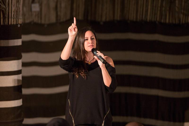Lebanese poet Zeina Hashem Beck performs a selection of her works at Desert Stanzas.
Courtesy: Emirates Airline Festival of Literature *** Local Caption ***  al12mr-p4-beck.jpg