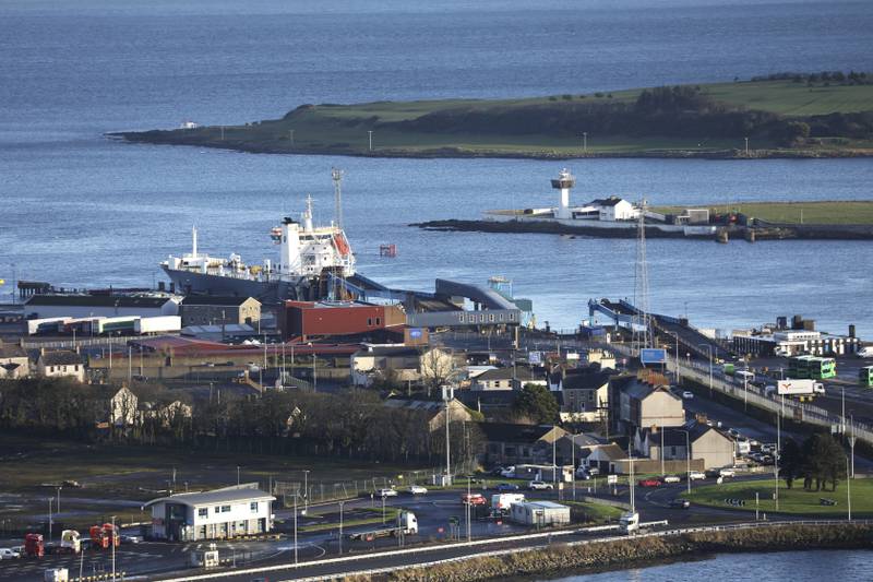Goods are checked at ferry ports in Northern Ireland to prevent a hard Irish land border. AP
