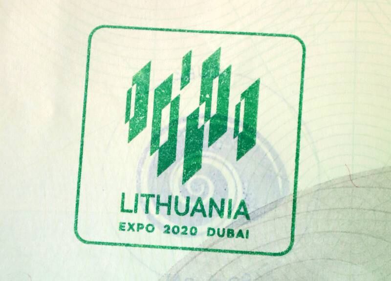 Passport stamp for the pavilion of Lithuania.