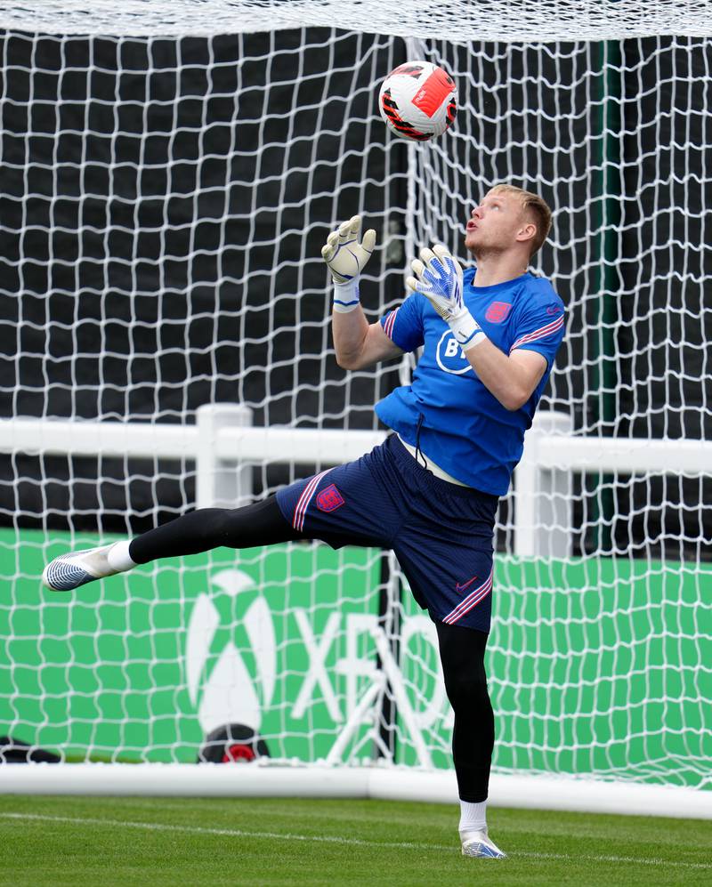 England goalkeeper Aaron Ramsdale during trainin. PA
