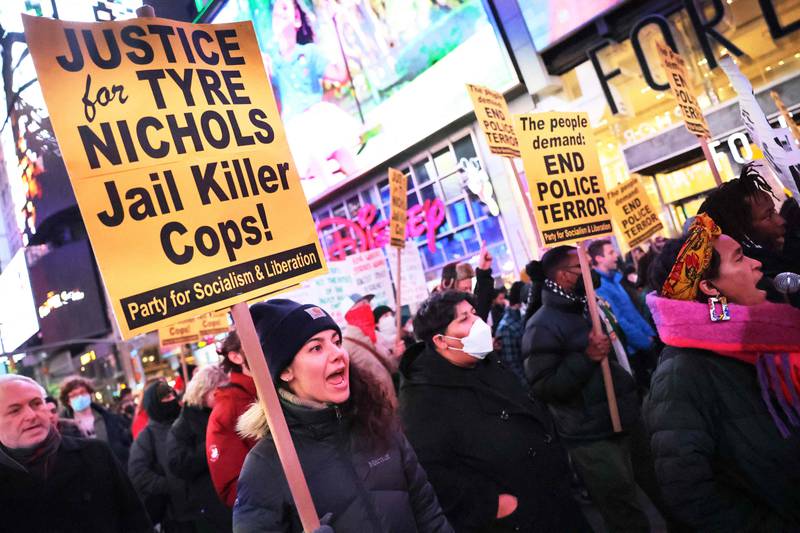 Protesters on the march in New York City. AFP