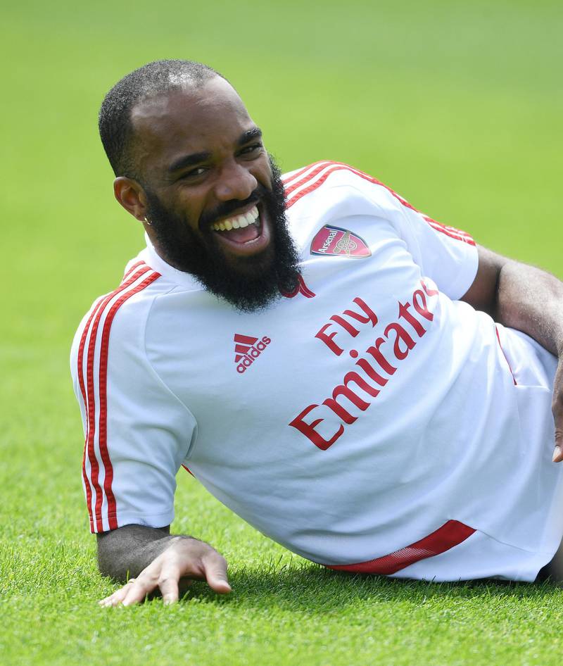 ST ALBANS, ENGLAND - MAY 26: Alex Lacazette of Arsenal during a training session at London Colney on May 26, 2020 in St Albans, England. (Photo by Stuart MacFarlane/Arsenal FC via Getty Images)