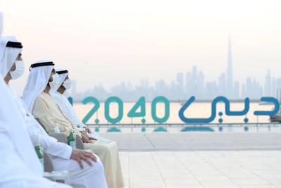 Sheikh Mohammed bin Rashid, Vice President and Ruler of Dubai, unveils the 2040 plan to overhaul the city's urban landscape. Courtesy: Sheikh Mohammed bin Rashid Twitter