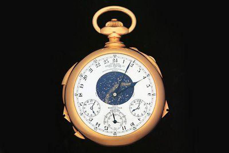 The 18-karat gold pocket watch made by Patek Philippe for banker Henry Graves Jr in 1933. Sotheby's via Bloomberg News