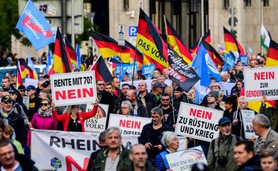 A rally of AfD supporters and other far-right groups in Berlin. AFP