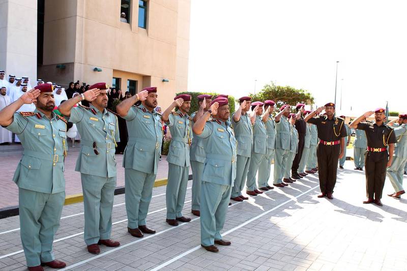 Ras Al Khaimah Policeman salute on the ground. Courtesy Ras Al Khaimah Police Department 