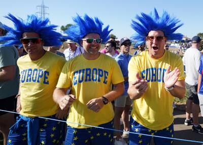 European fans on day two of the 44th Ryder Cup at the Marco Simone Golf and Country Club, Rome. PA