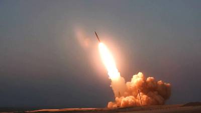 A missile unveiled by Iran is launched in an unknown location in Iran. Wana via Reuters