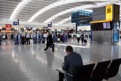 Heathrow's Terminal 5 has 96 self service kiosks where passengers can check-in. Courtesy British Airways