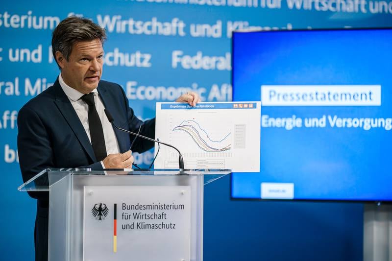 German Economy Minister Robert Habeck says his country faces a shortage of gas this winter. EPA