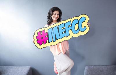 Bollywood actress Pooja Batra poses at Middle East Film Comic Con 2017. Courtesy MEFCC