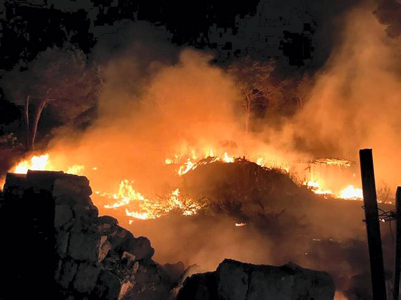 A Lebanese forest fire burns out of control south of Beirut. Image Lebanon Civil Defence via Twitter