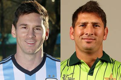 Lionel Messi is one of the greatest footballers in the history of the sport. Pakistan leg-spinner Yasir Shah might not have accomplished as much, but he does look like him. AFP / Getty
