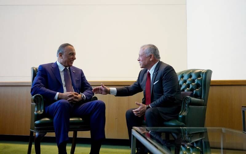 Mr Al Kadhimi meets Jordan's King Abdullah II. 