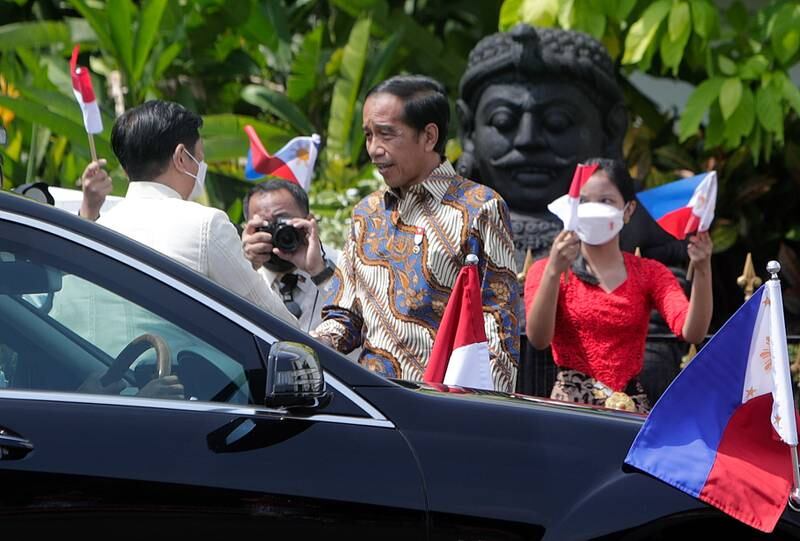 Indonesian President Joko Widodo welcomes Philippines President Ferdinand Marcos Jr in Bogor, Indonesia, last month. EPA