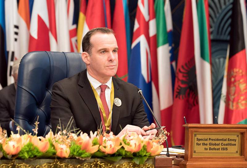 FILE PHOTO: U.S. envoy to the coalition against Islamic State Brett McGurk attends the Kuwait International Conference for Reconstruction of Iraq, in Bayan, Kuwait February 13, 2018. REUTERS/Stephanie McGehee/File Photo