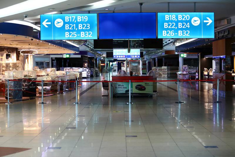 Dubai Duty Free closed shops at Dubai International Airport. Reuters