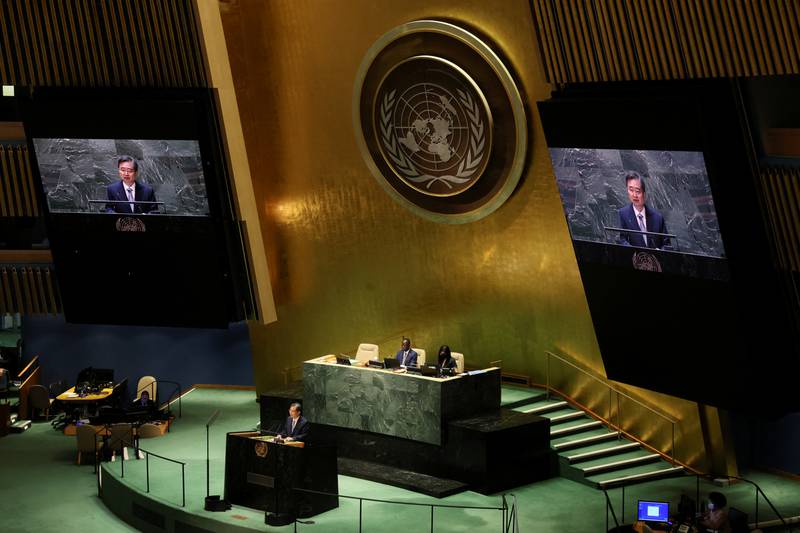 South Korean ambassador to the UN Cho Hyun speaking in the chamber. Reuters