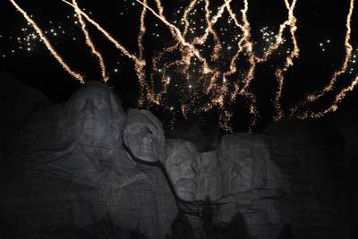 Fireworks explode over the Mount Rushmore National Monument during an Independence Day event attended by the US president in Keystone, South Dakota, US July 3. Saul Loeb / AFP