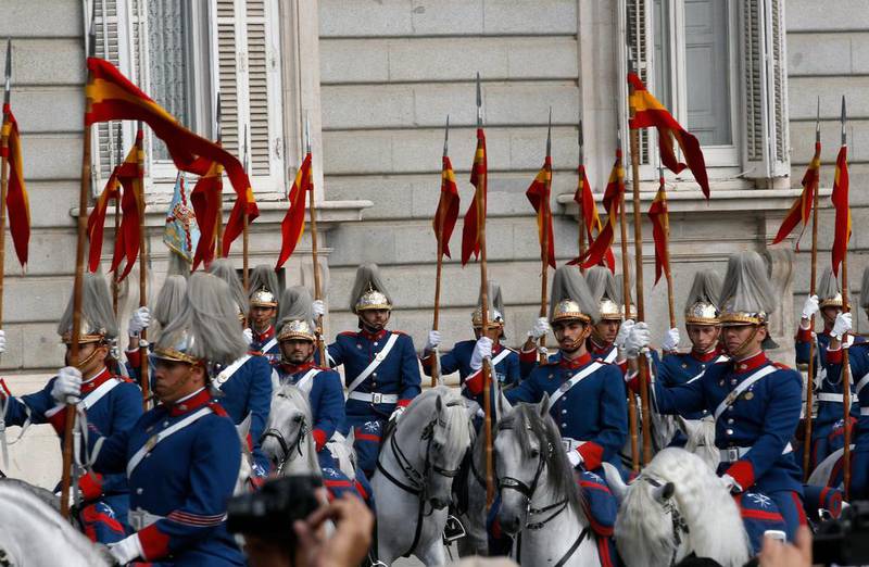 Royal Mounted Guards are seen in the surroundings of the Royal Palace. Juan Carlos Cardenas / EPA