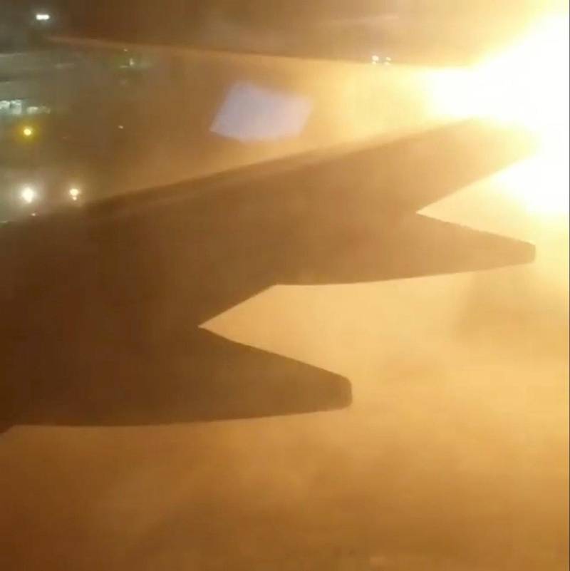 An explosion is seen through a window of a plane that has collided with another plane at Toronto's Pearson Airport, Canada, January 5, 2018 in this still image taken from social media video. @STEPHEN_BELFORD/via REUTERS THIS IMAGE HAS BEEN SUPPLIED BY A THIRD PARTY. MANDATORY CREDIT.NO RESALES. NO ARCHIVES