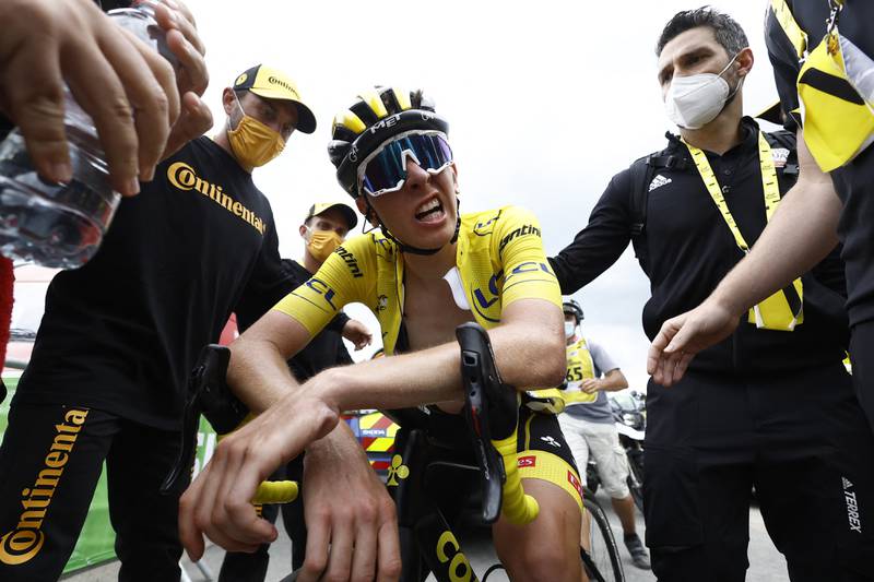 UAE Team Emirates rider Tadej Pogacar after Stage 11 of the 2022 Tour de France on Wednesday, July 13, when the Slovenian relinquished his race leader's yellow jersey. Reuters