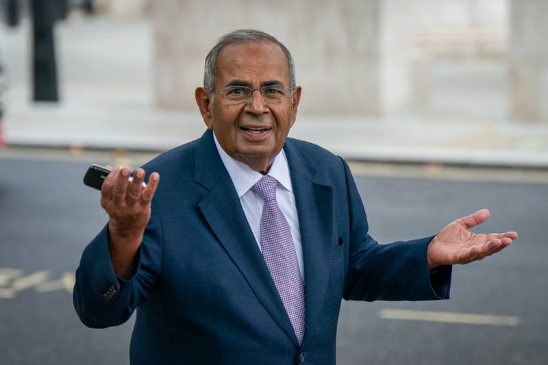 Billionaire businessman Gopichand Hinduja, the co-chairman of the Hinduja Group, outside the Royal Courts of Justice, London. PA