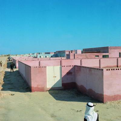 Construction of sha’bi housing in Abu Dhabi in the late 1960s. Courtesy Abu Dhabi Company for Onshore Petroleum Operations (ADCO).