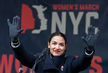 Alexandria Ocasio-Cortez speaks at a Women's Unity Rally on January 19, 2019, in New York. AP