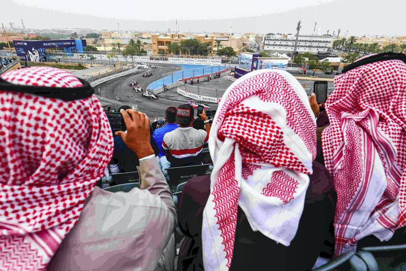 Saudis flocked the 2018 'Saudia' Ad Diriyah E-Prix. Courtesy Formula E