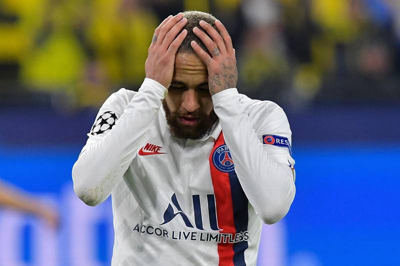 Neymar puts his hands to his head during PSG's match against Borussia Dortmund. AFP