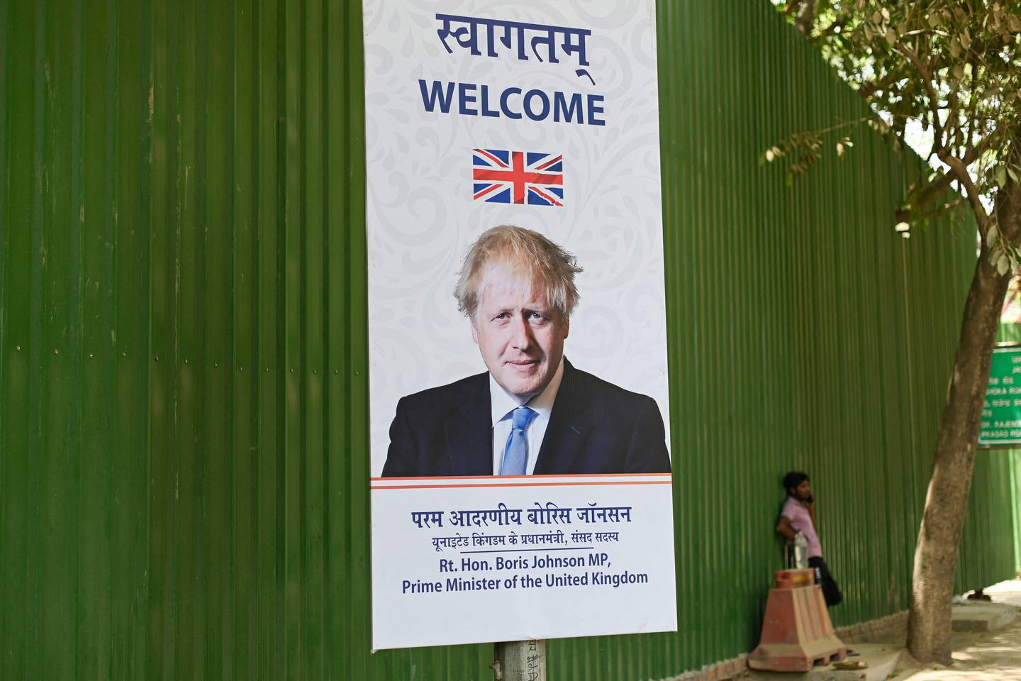A warm reception awaits British Prime Minister Boris Johnson in New Delhi. AFP